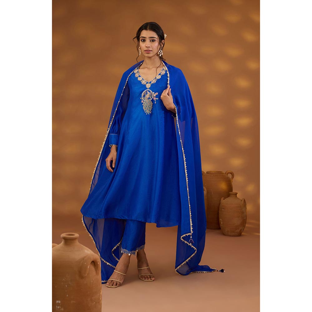 ISHA GUPTA TAYAL Blue Mayur Bagh Kurta and Pant with Dupatta