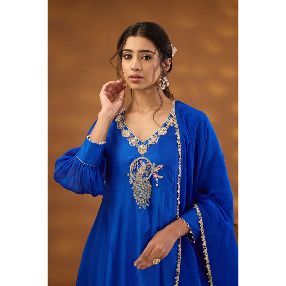 ISHA GUPTA TAYAL Blue Mayur Bagh Kurta and Pant with Dupatta