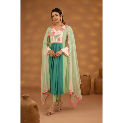 ISHA GUPTA TAYAL Green Kamal Bagh Anarkali and Pant with Dupatta