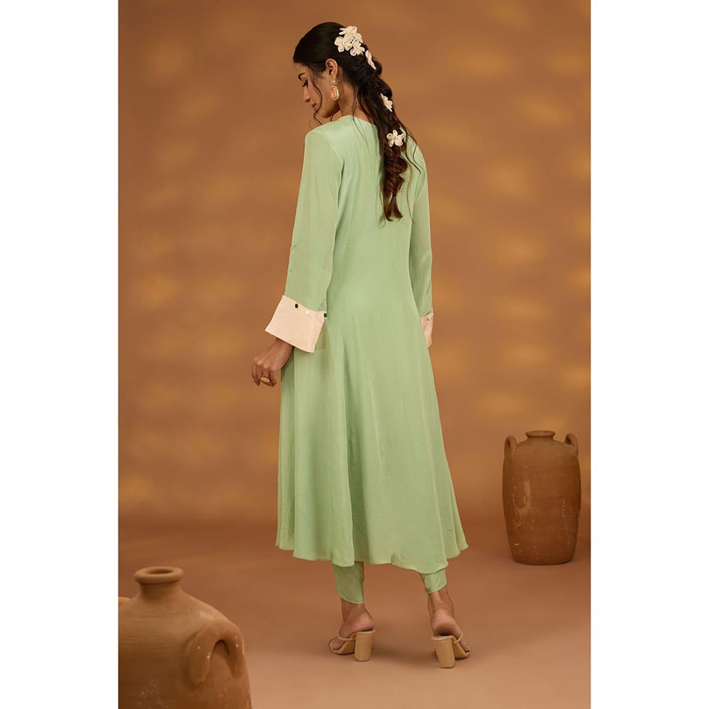 ISHA GUPTA TAYAL Green Kamal Bagh Anarkali and Pant with Dupatta