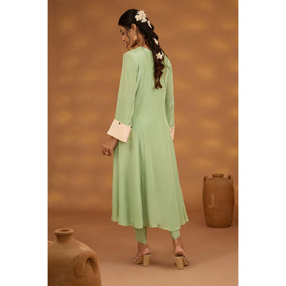 ISHA GUPTA TAYAL Green Kamal Bagh Anarkali and Pant with Dupatta
