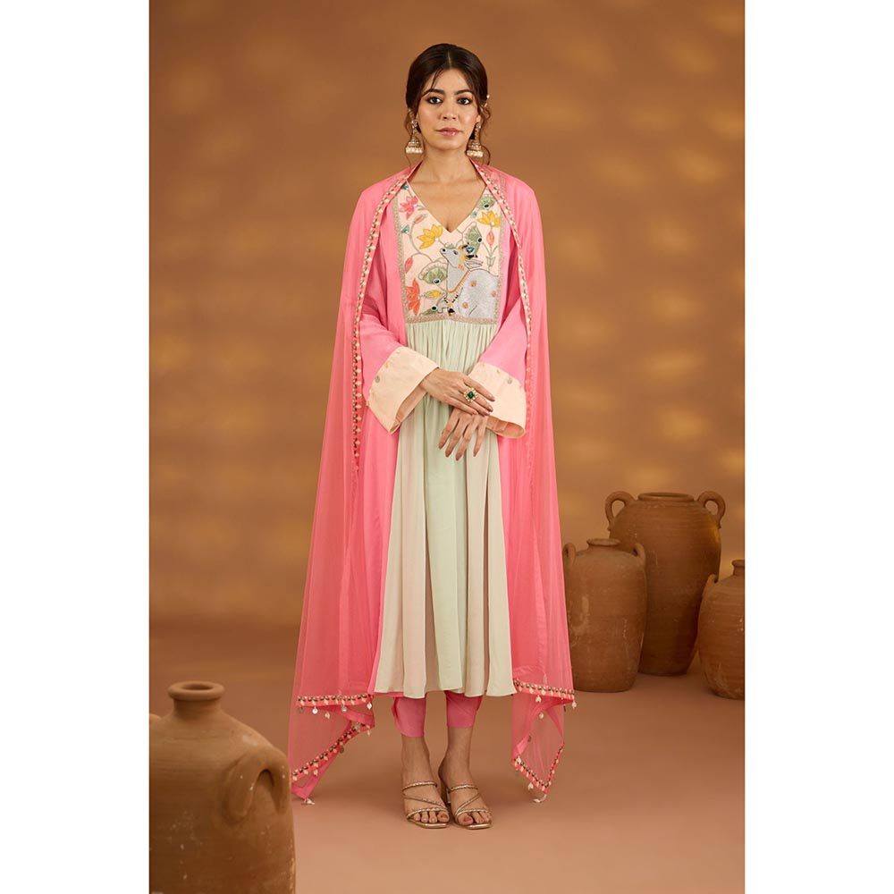 ISHA GUPTA TAYAL Pink Kamdhenu Gulabi Anarkali and Pant with Dupatta