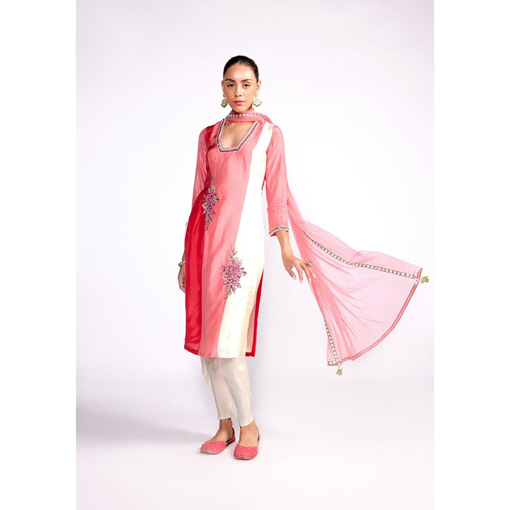 ISHA GUPTA TAYAL Pink Flamingo Block Kurta and Pant with Dupatta