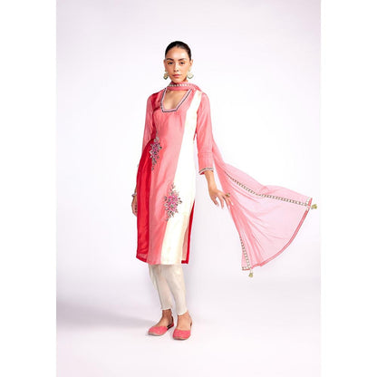 ISHA GUPTA TAYAL Pink Flamingo Block Kurta and Pant with Dupatta