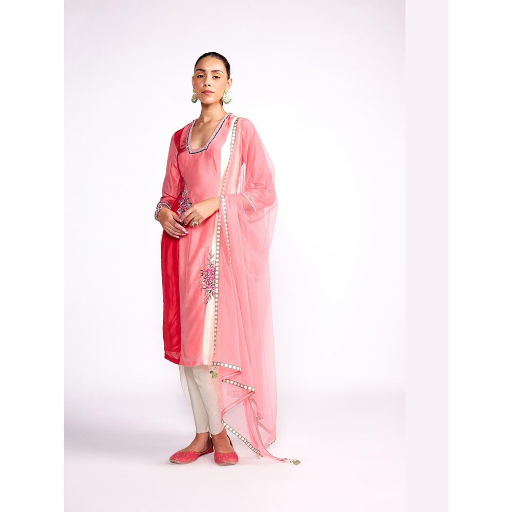 ISHA GUPTA TAYAL Pink Flamingo Block Kurta and Pant with Dupatta