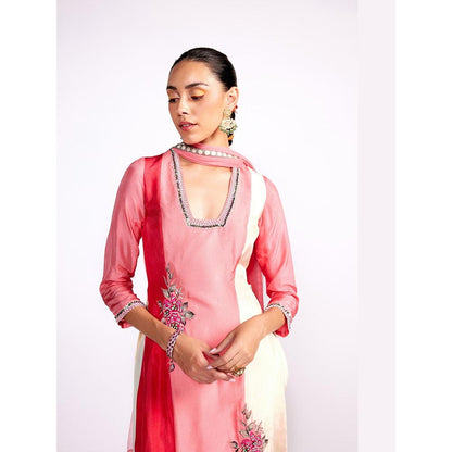 ISHA GUPTA TAYAL Pink Flamingo Block Kurta and Pant with Dupatta