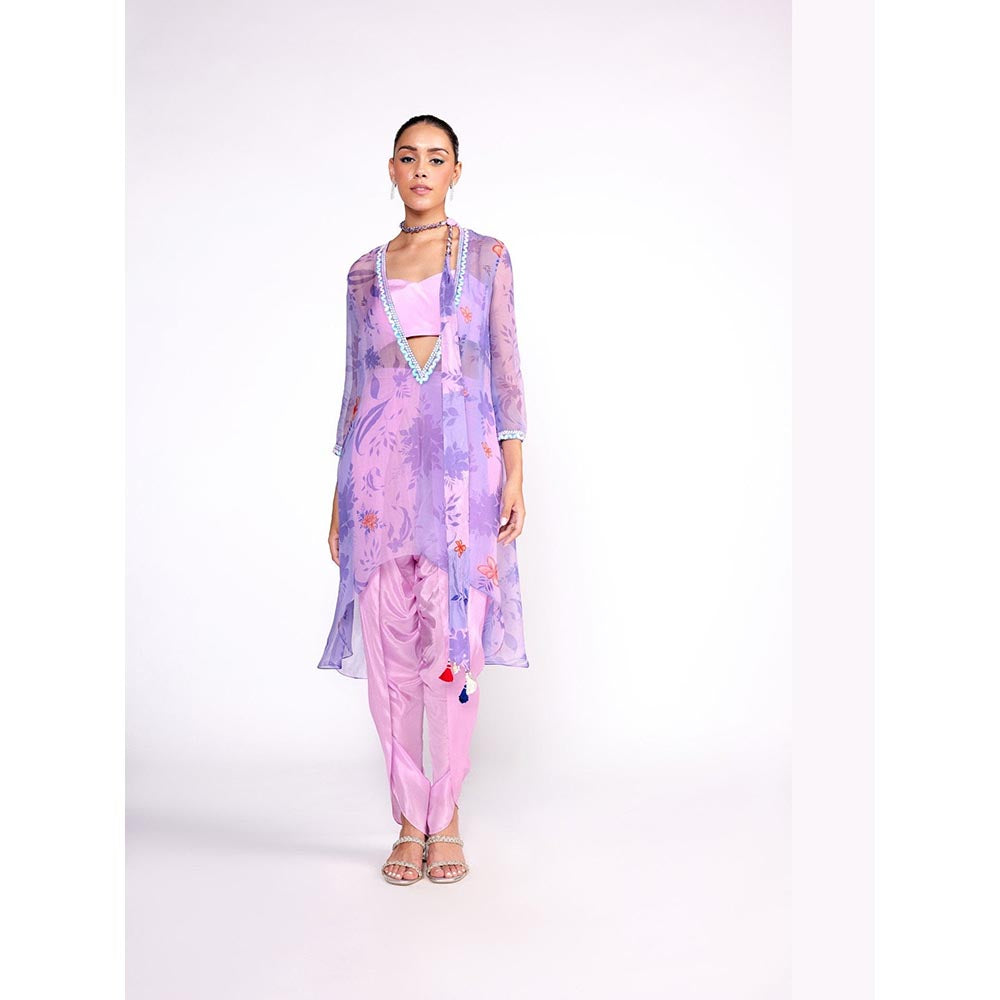 ISHA GUPTA TAYAL Purple Lilac Assymetric Top and Pant with Jacket