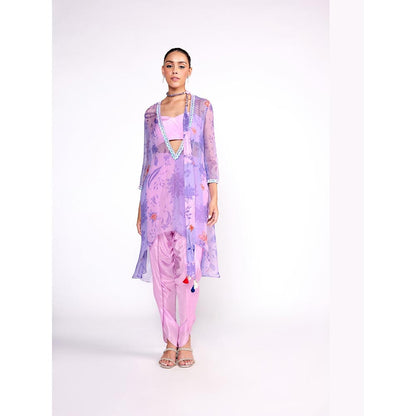 ISHA GUPTA TAYAL Purple Lilac Assymetric Top and Pant with Jacket