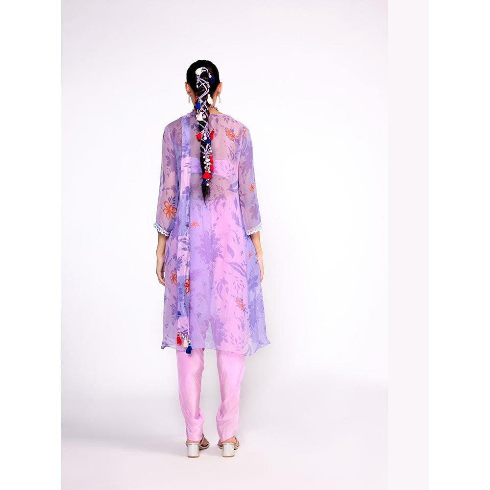 ISHA GUPTA TAYAL Purple Lilac Assymetric Top and Pant with Jacket