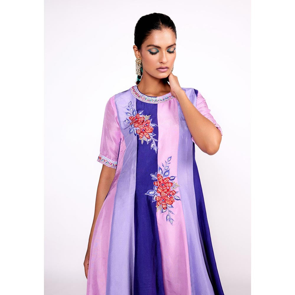ISHA GUPTA TAYAL Purple Block Anarkali Kurta and Pant with Dupatta