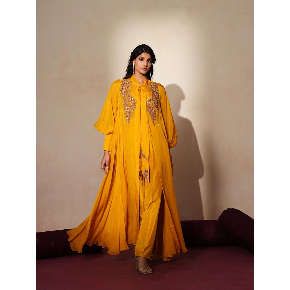 ISHA GUPTA TAYAL Gold Roshni Cape and Pant with Bustier Set