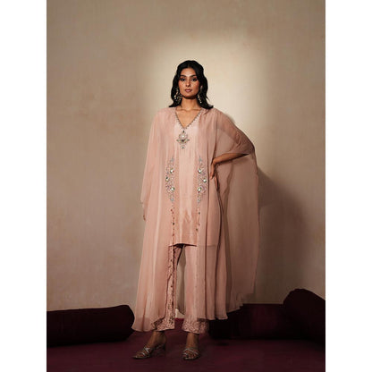 ISHA GUPTA TAYAL Pink Gulabratna Kurta and Pant with Cape