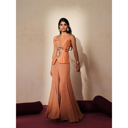 ISHA GUPTA TAYAL Brown Morchakra Waistcoat and Sharara Set