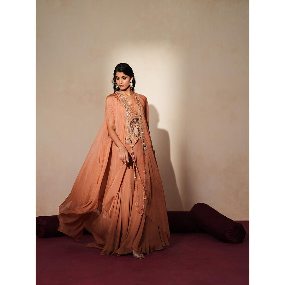 ISHA GUPTA TAYAL Peach Morni Waistcoat and Sharara Set