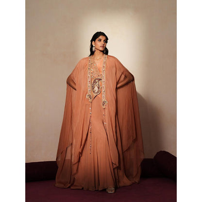 ISHA GUPTA TAYAL Peach Morni Waistcoat and Sharara Set