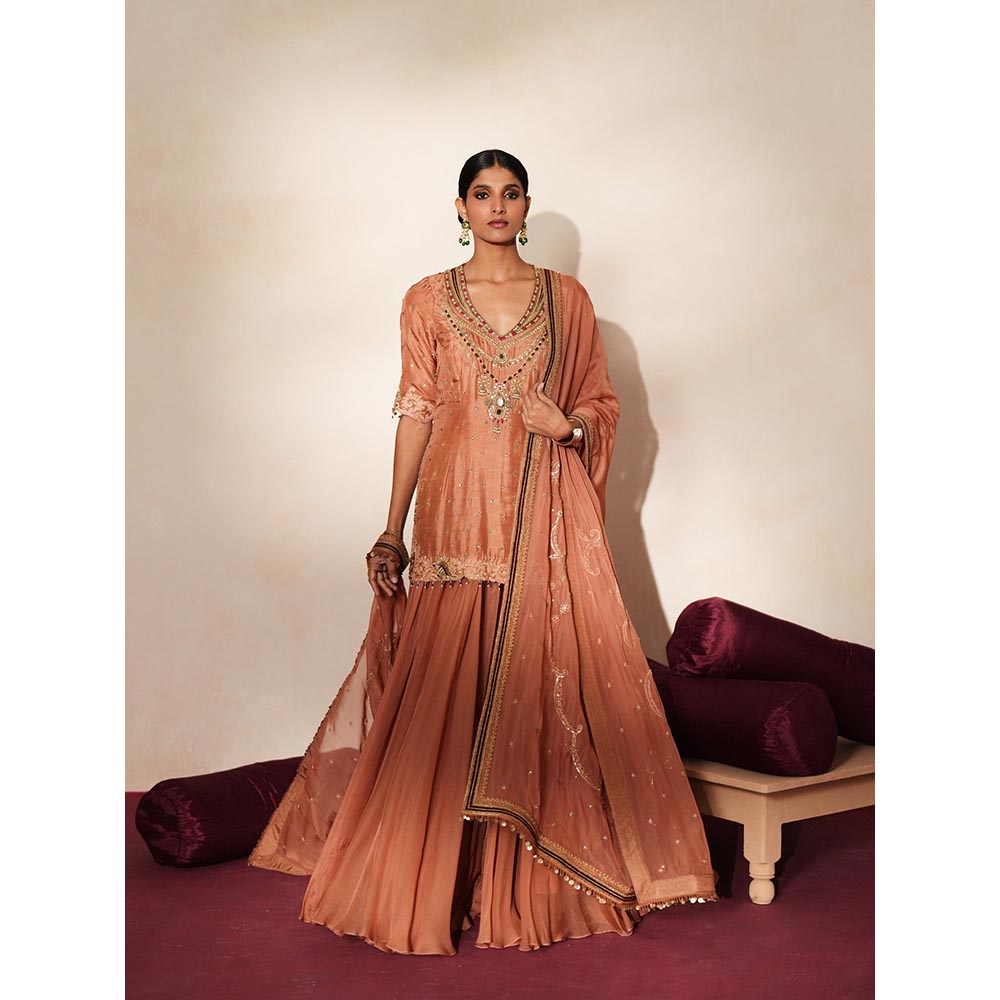 ISHA GUPTA TAYAL Brown Mrinalika Kurta and Sharara Set with Dupatta