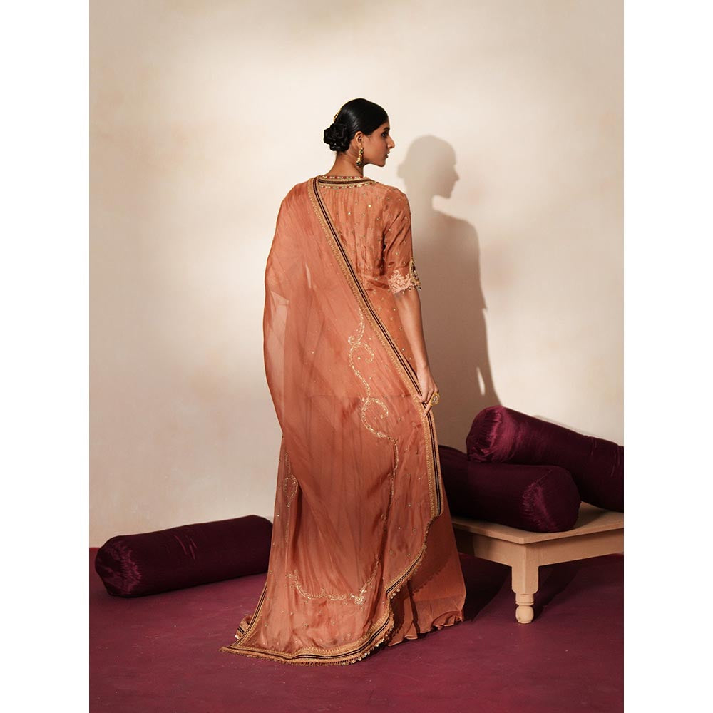 ISHA GUPTA TAYAL Brown Mrinalika Kurta and Sharara Set with Dupatta