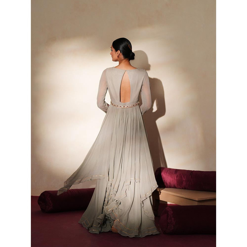 ISHA GUPTA TAYAL Grey Chamak Sharara and Jacket Set