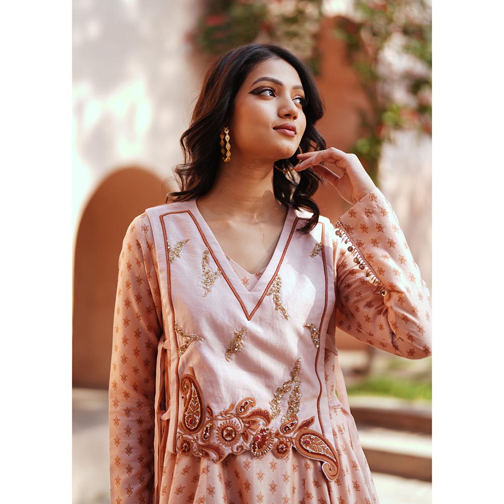 ISHA GUPTA TAYAL Pink Veda Assymetrical Anarkali and Pant with Jacket
