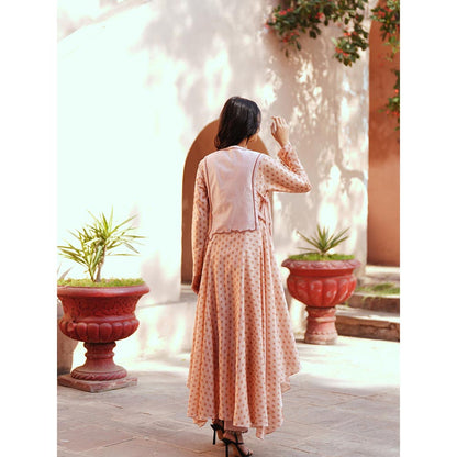 ISHA GUPTA TAYAL Pink Veda Assymetrical Anarkali and Pant with Jacket