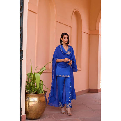 ISHA GUPTA TAYAL Blue Hoor Kurta and Pant with Jacket