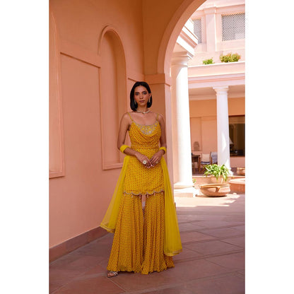 ISHA GUPTA TAYAL Yellow Inayat Kurta and Sharara Set with Dupatta