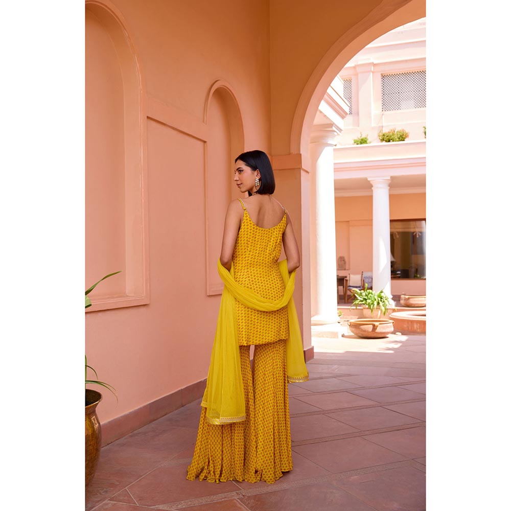 ISHA GUPTA TAYAL Yellow Inayat Kurta and Sharara Set with Dupatta