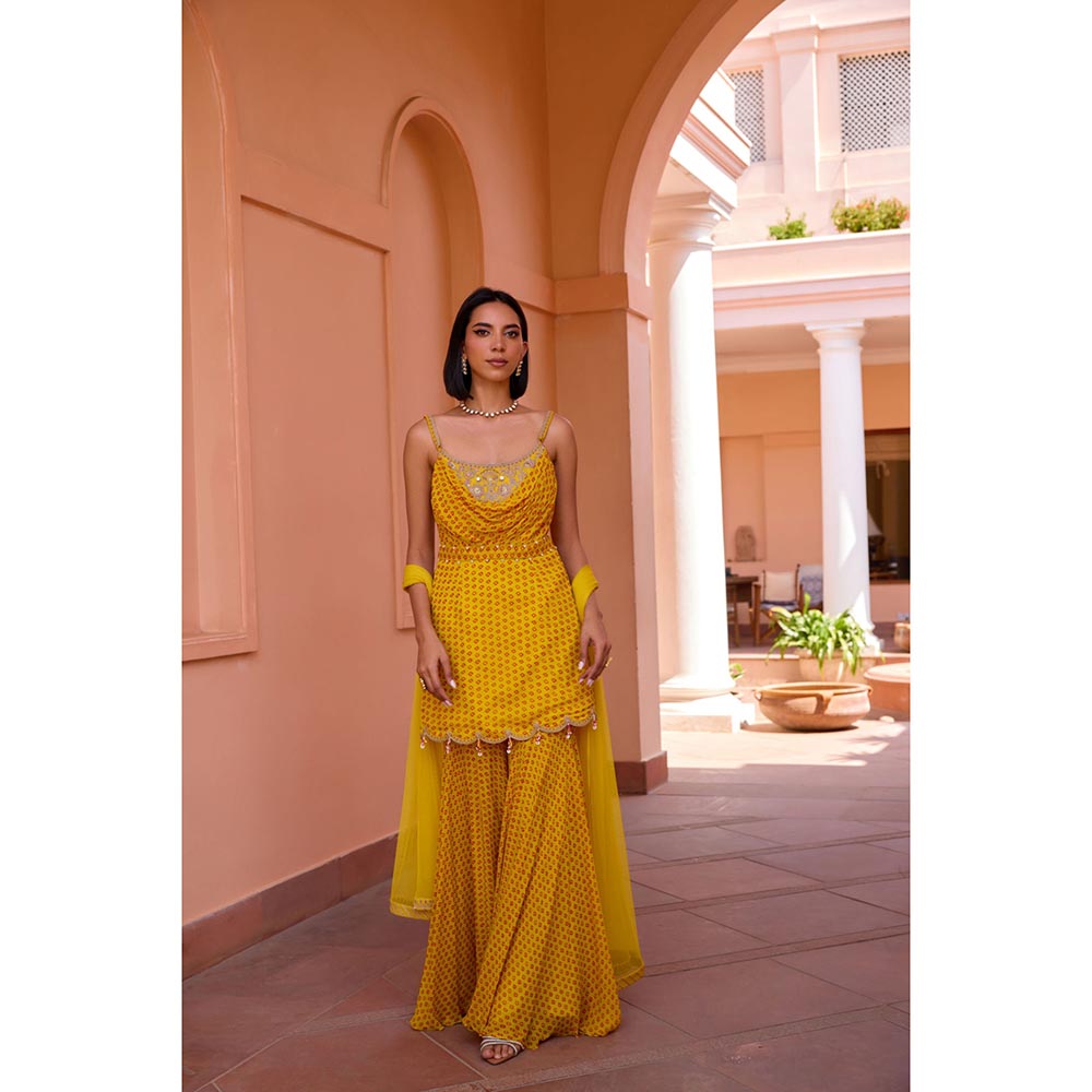 ISHA GUPTA TAYAL Yellow Inayat Kurta and Sharara Set with Dupatta