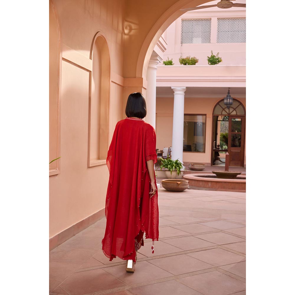 ISHA GUPTA TAYAL Red Shalene Kurta and Pant with Jacket