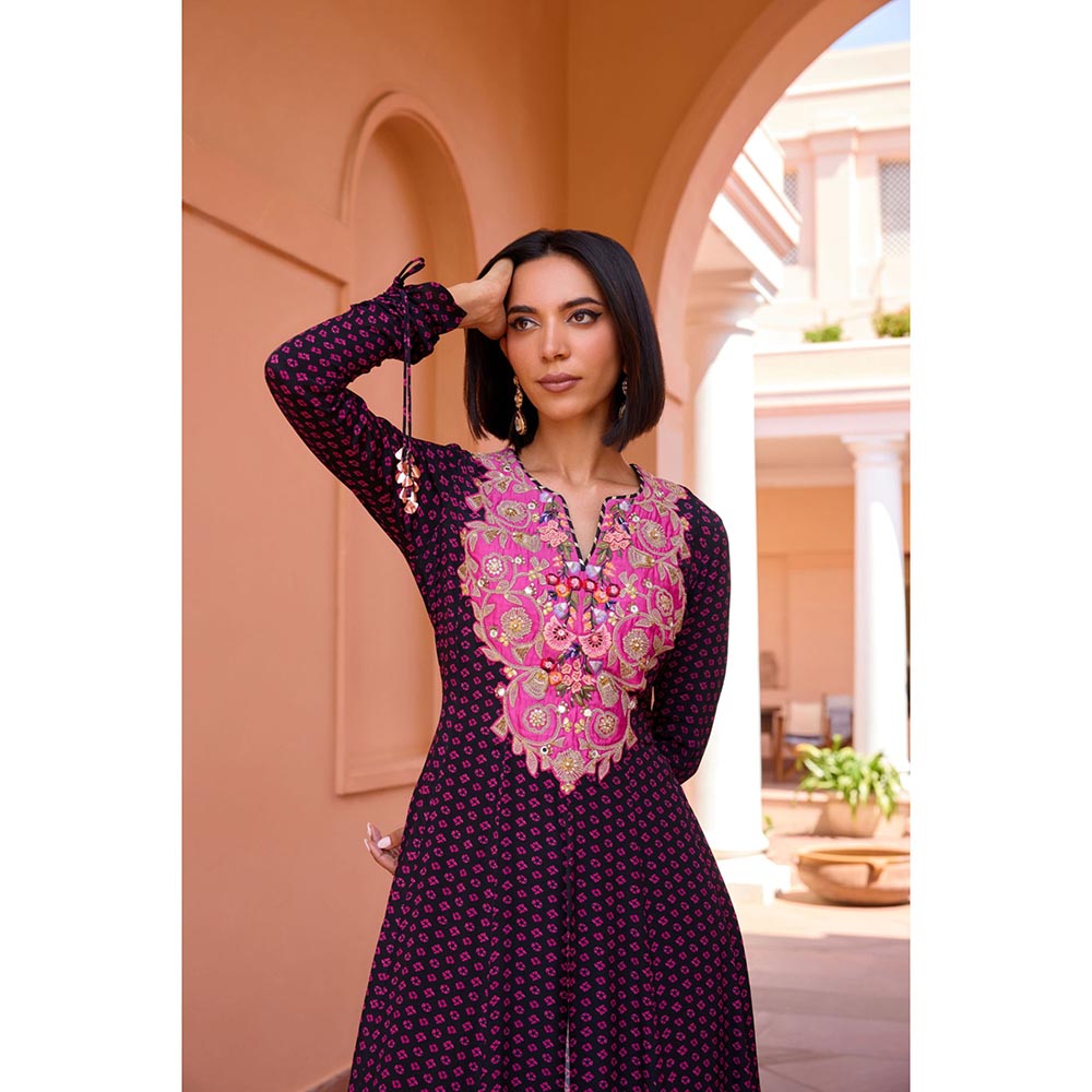 ISHA GUPTA TAYAL Black Sharanya Anarkali and Pant with Dupatta