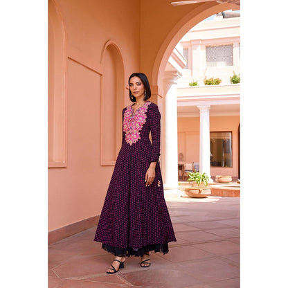 ISHA GUPTA TAYAL Black Sharanya Anarkali and Pant with Dupatta