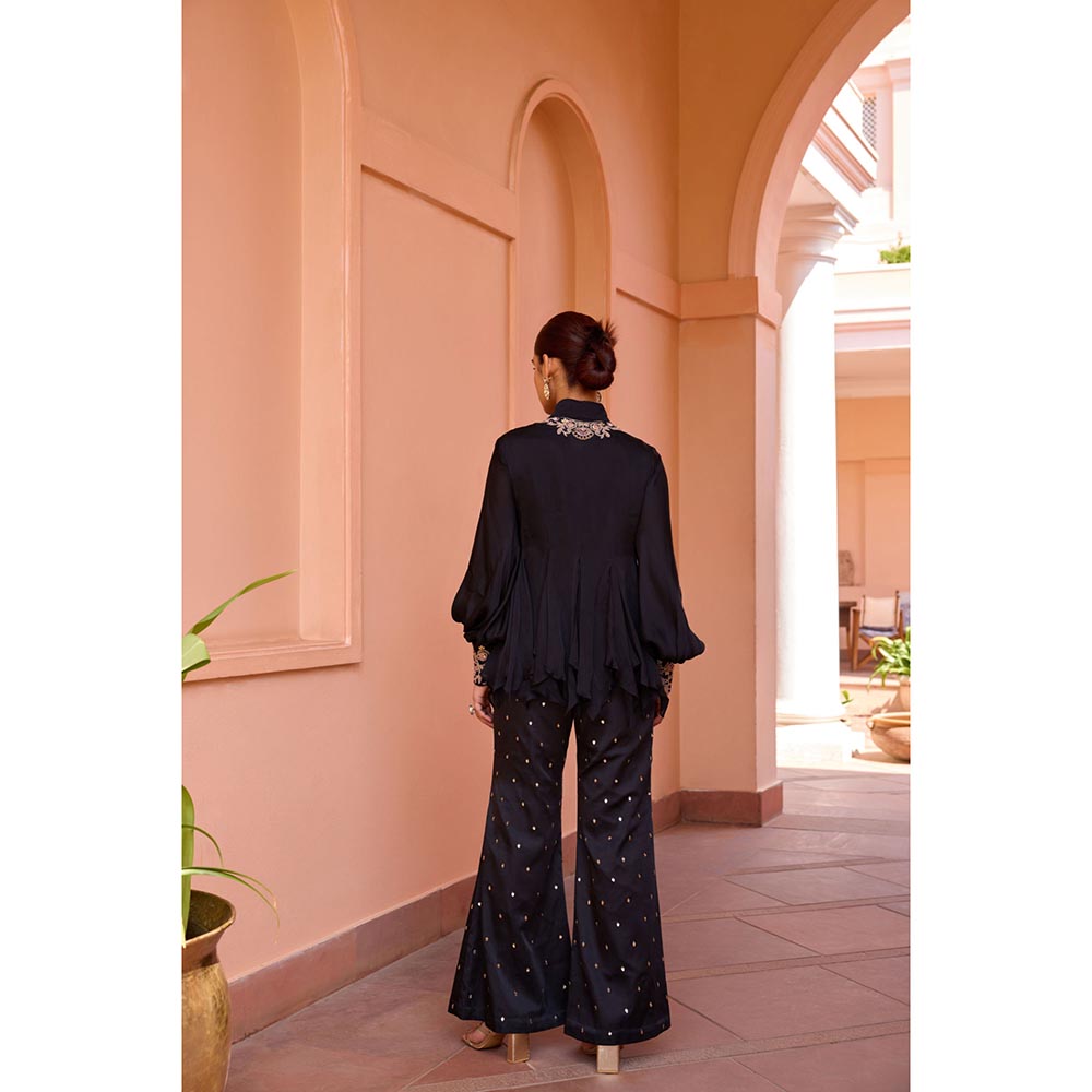 ISHA GUPTA TAYAL Black Khwab Kurta and Pant
