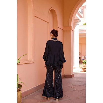 ISHA GUPTA TAYAL Black Khwab Kurta and Pant