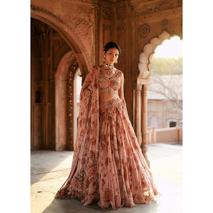 ISHA GUPTA TAYAL Pink Aarzoo Floral and Embroidered Lehenga and Blouse with Dupatta