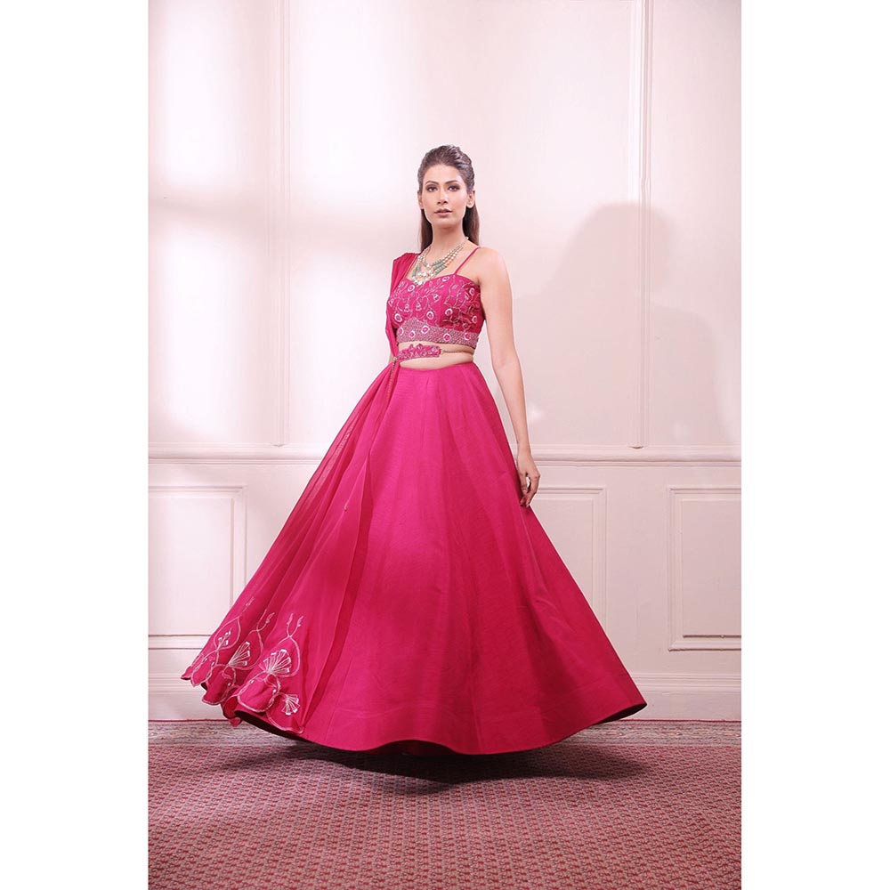 ISHA GUPTA TAYAL Pink Sapphire Embroidered Lehenga and Blouse with Dupatta