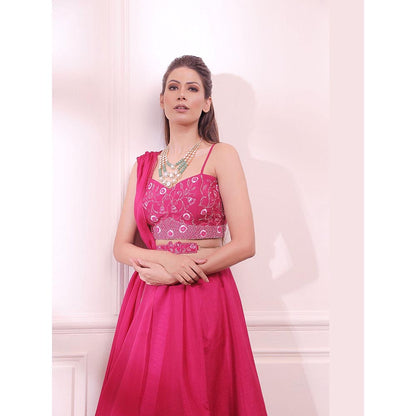 ISHA GUPTA TAYAL Pink Sapphire Embroidered Lehenga and Blouse with Dupatta
