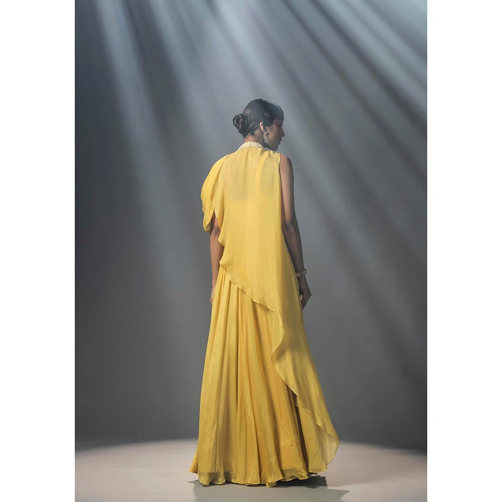 ISHA GUPTA TAYAL Daffodil drape Anarkali set With Cape