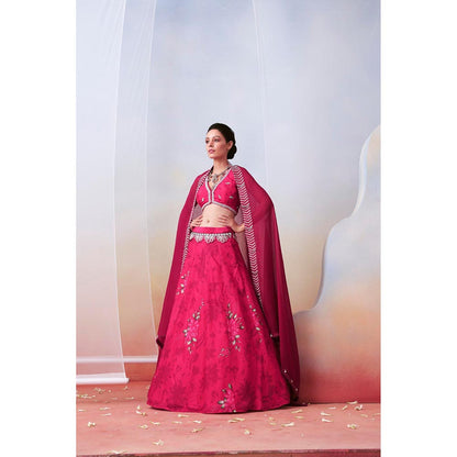 ISHA GUPTA TAYAL Pink printed and embroidered Lehenga and Blouse with Dupatta