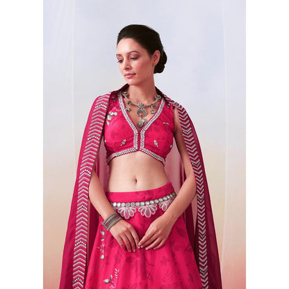 ISHA GUPTA TAYAL Pink printed and embroidered Lehenga and Blouse with Dupatta