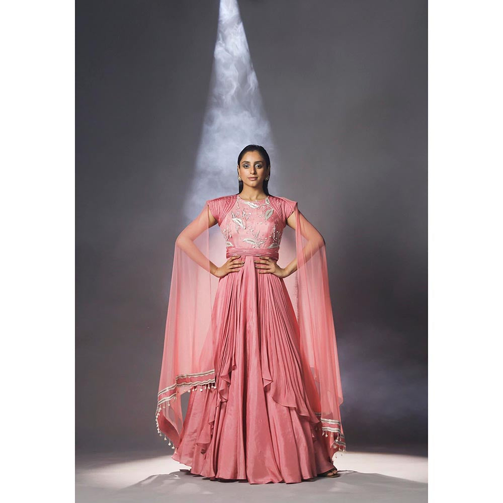 ISHA GUPTA TAYAL Cashmere rose pink layered Anarkali set