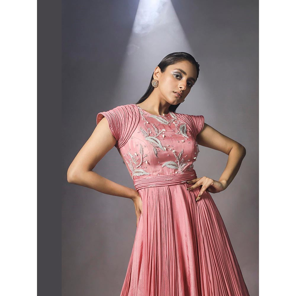 ISHA GUPTA TAYAL Cashmere rose pink layered Anarkali set