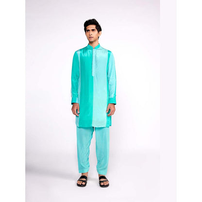 ISHA GUPTA TAYAL Aqua Green Colour Blocked Kurta and Salwar Set