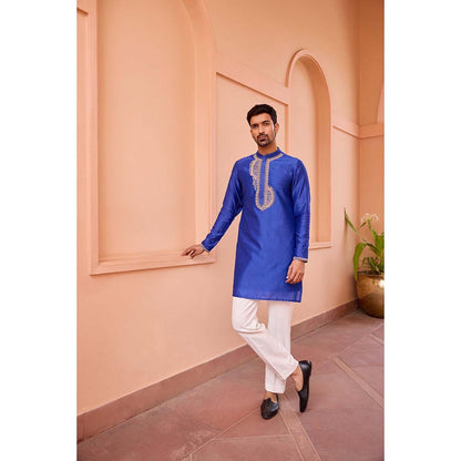 ISHA GUPTA TAYAL Blue Dori and Hand Embroidered Silk Kurta