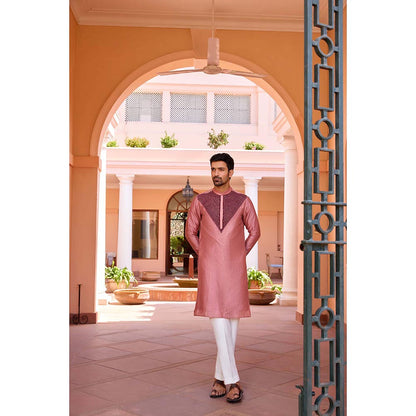 ISHA GUPTA TAYAL Cameo Pink Dori and Hand Embroidered Kurta