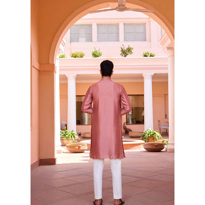 ISHA GUPTA TAYAL Cameo Pink Dori and Hand Embroidered Kurta and Pant Set