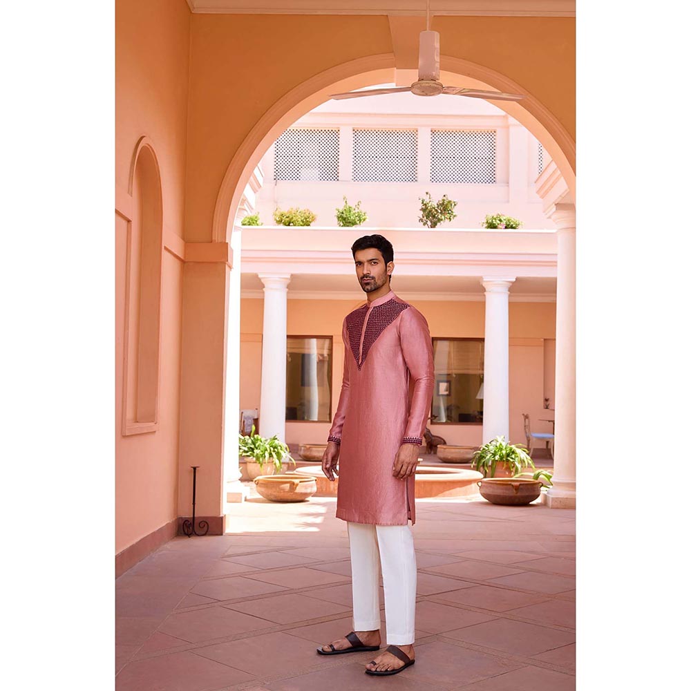 ISHA GUPTA TAYAL Cameo Pink Dori and Hand Embroidered Kurta and Pant Set