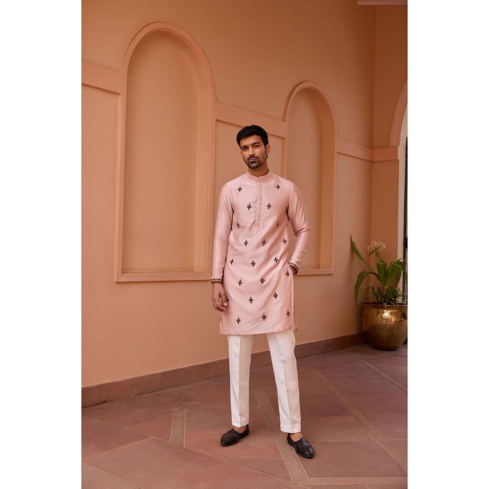 ISHA GUPTA TAYAL Dusty Pink Dori and Hand Embroidered Kurta and Pant Set