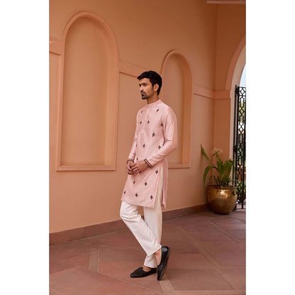 ISHA GUPTA TAYAL Dusty Pink Dori and Hand Embroidered Kurta and Pant Set