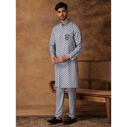 ISHA GUPTA TAYAL Grey Booti Print Kurta and Pant Set