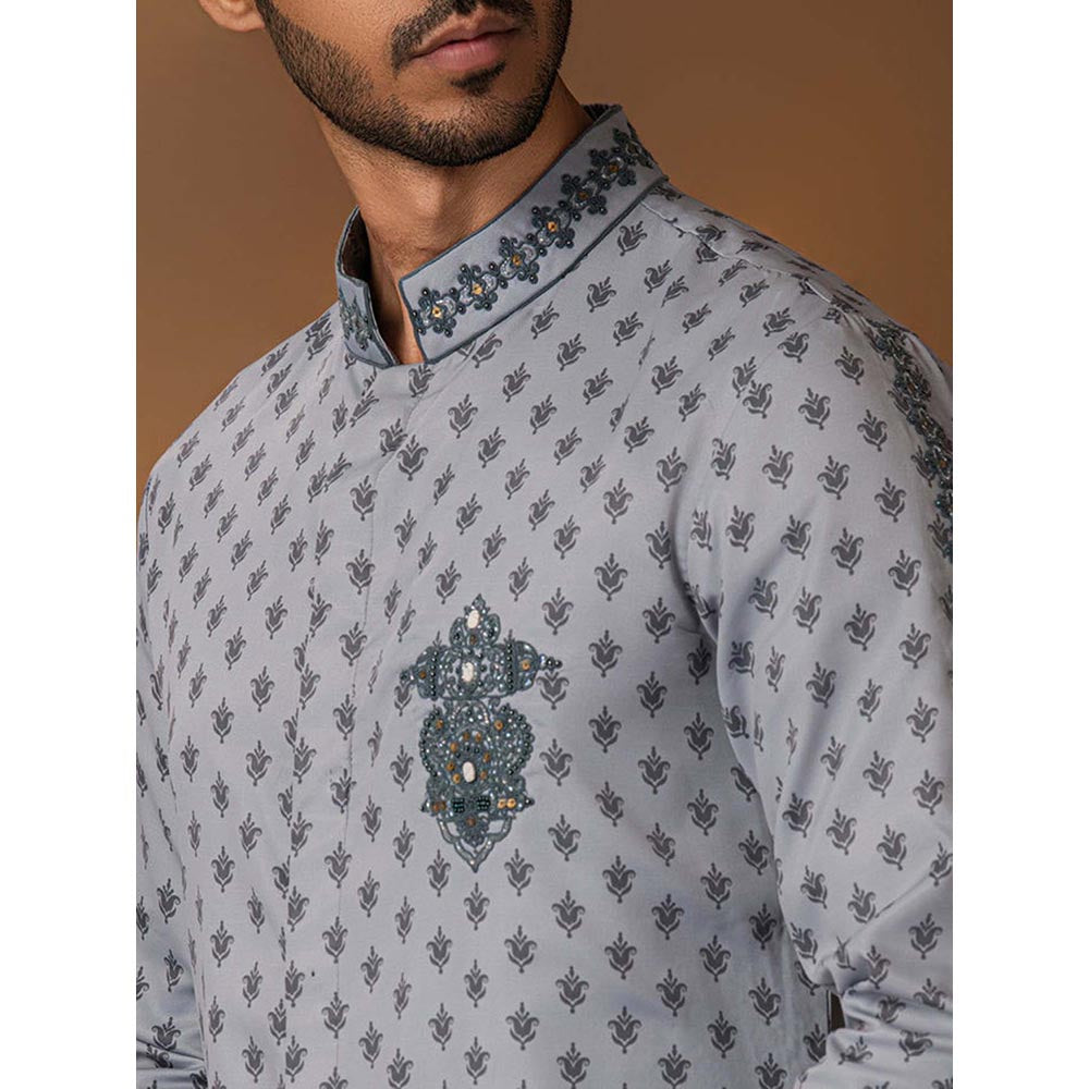 ISHA GUPTA TAYAL Grey Booti Print Kurta and Pant Set